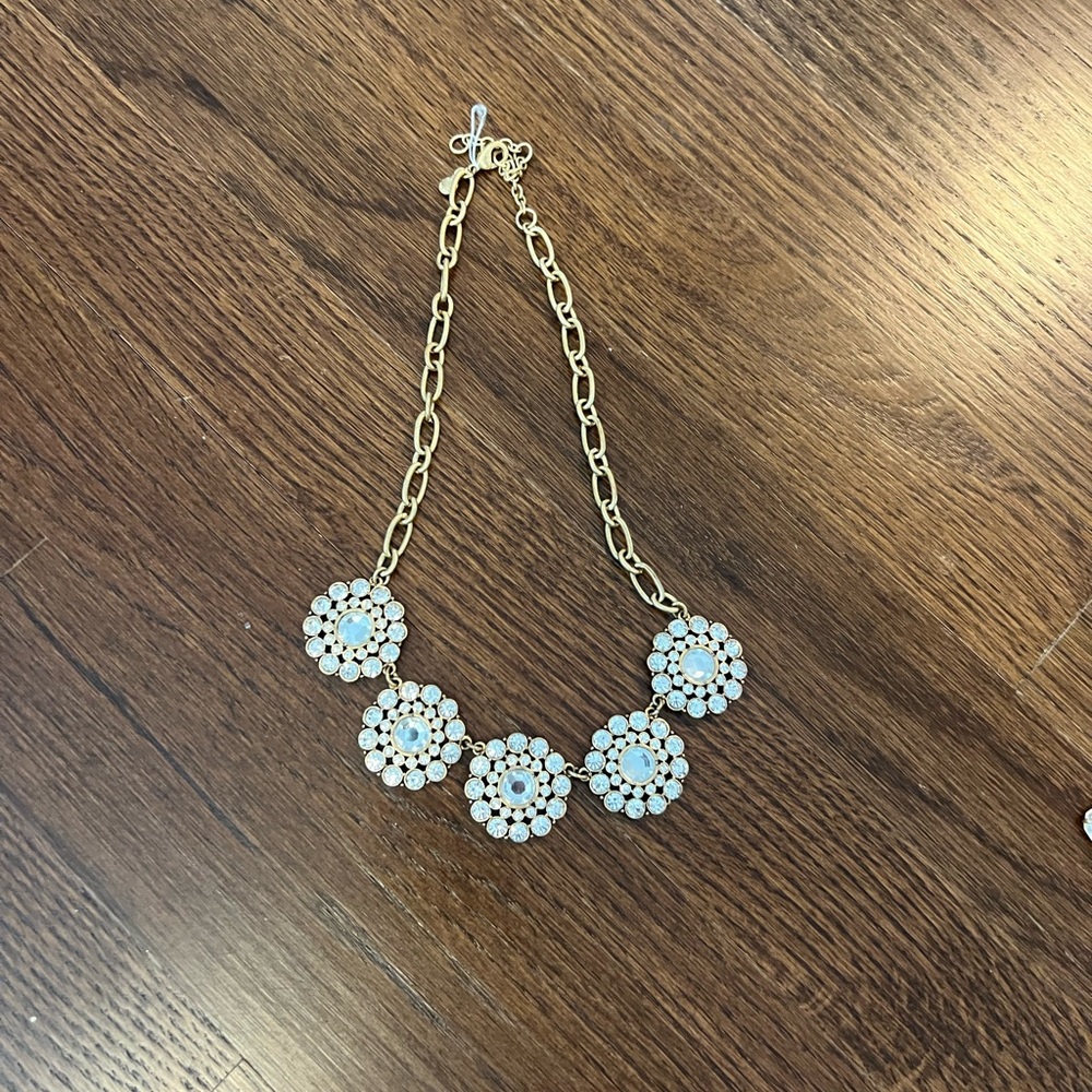 Gold and Diamond Floral Statement Necklace